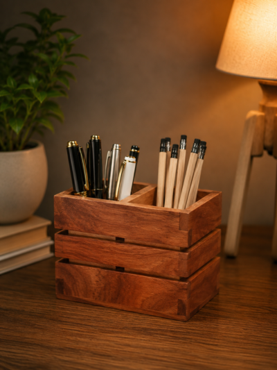 Handcrafted Wooden Desk Organizer