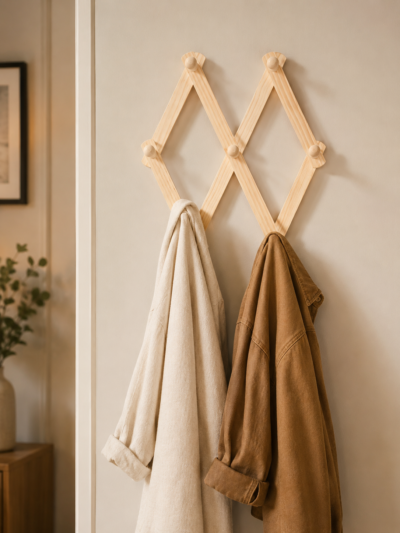 Wooden Expandable Wall Mounted Coat & Towel Rack